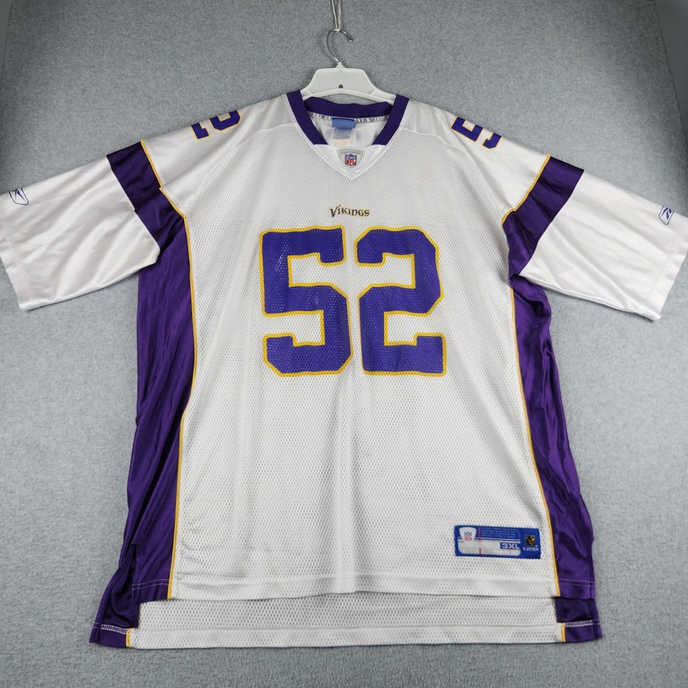 Minnesota Vikings Greenway #52 Jersey Mens 3XL White Purple Reebok NFL Football